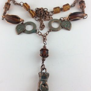 Copper and glass bead necklace
